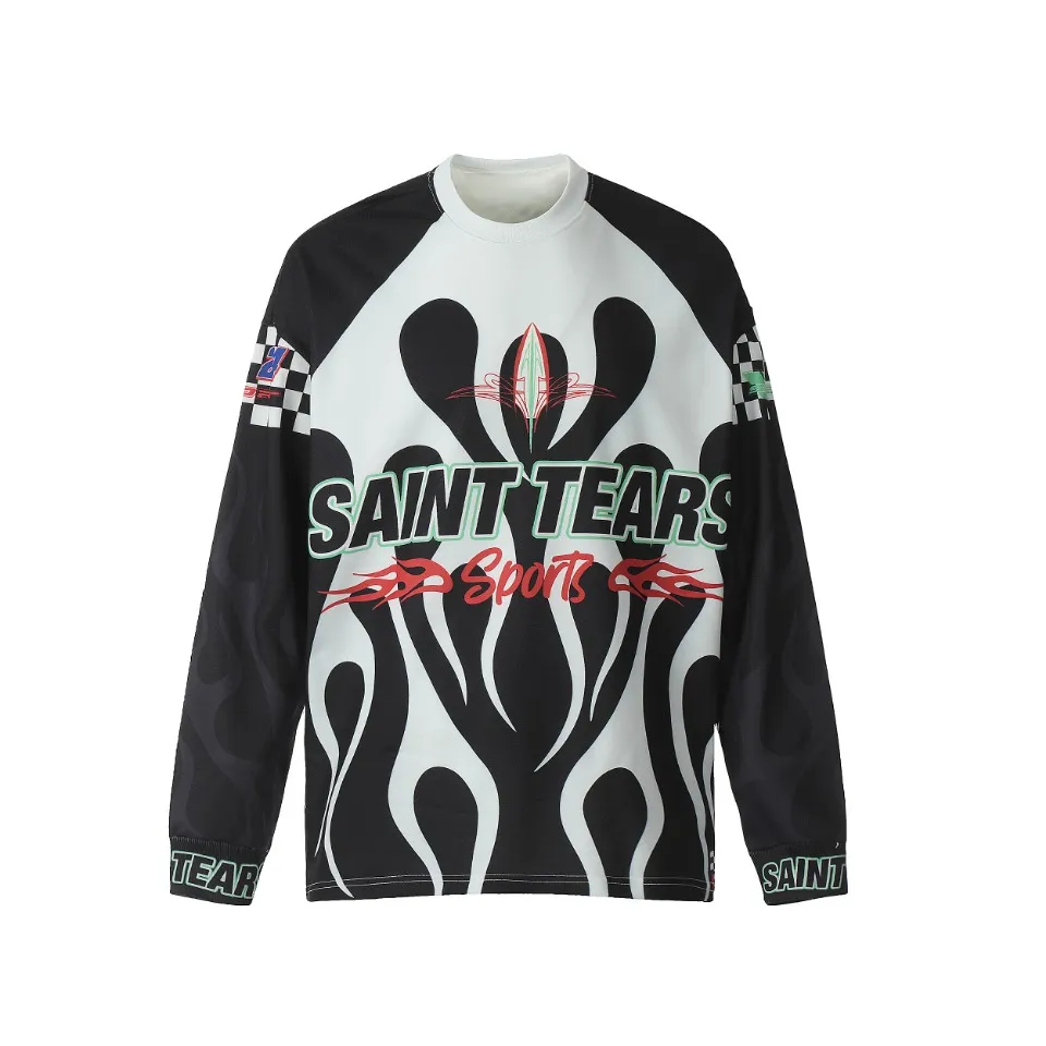 Saint michael tears all-over printed long-sleeved vintage autumn and winter T-shirt Style number: 121 Size: M L XL Wholesale price: 136 Color: black orange